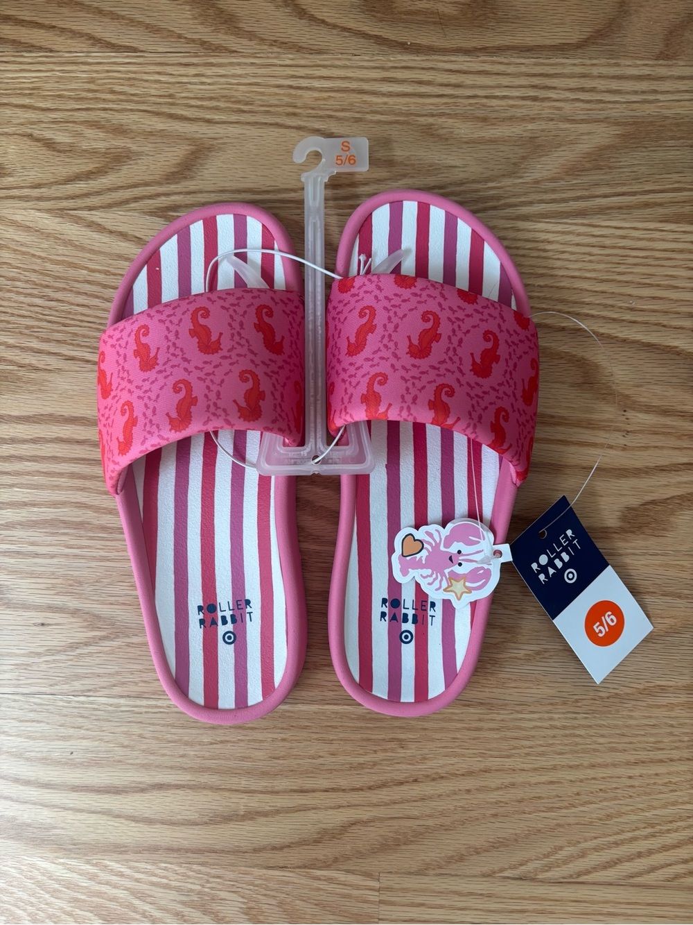 Roller Rabbit Pink & Red Seahorse Slide Sandals